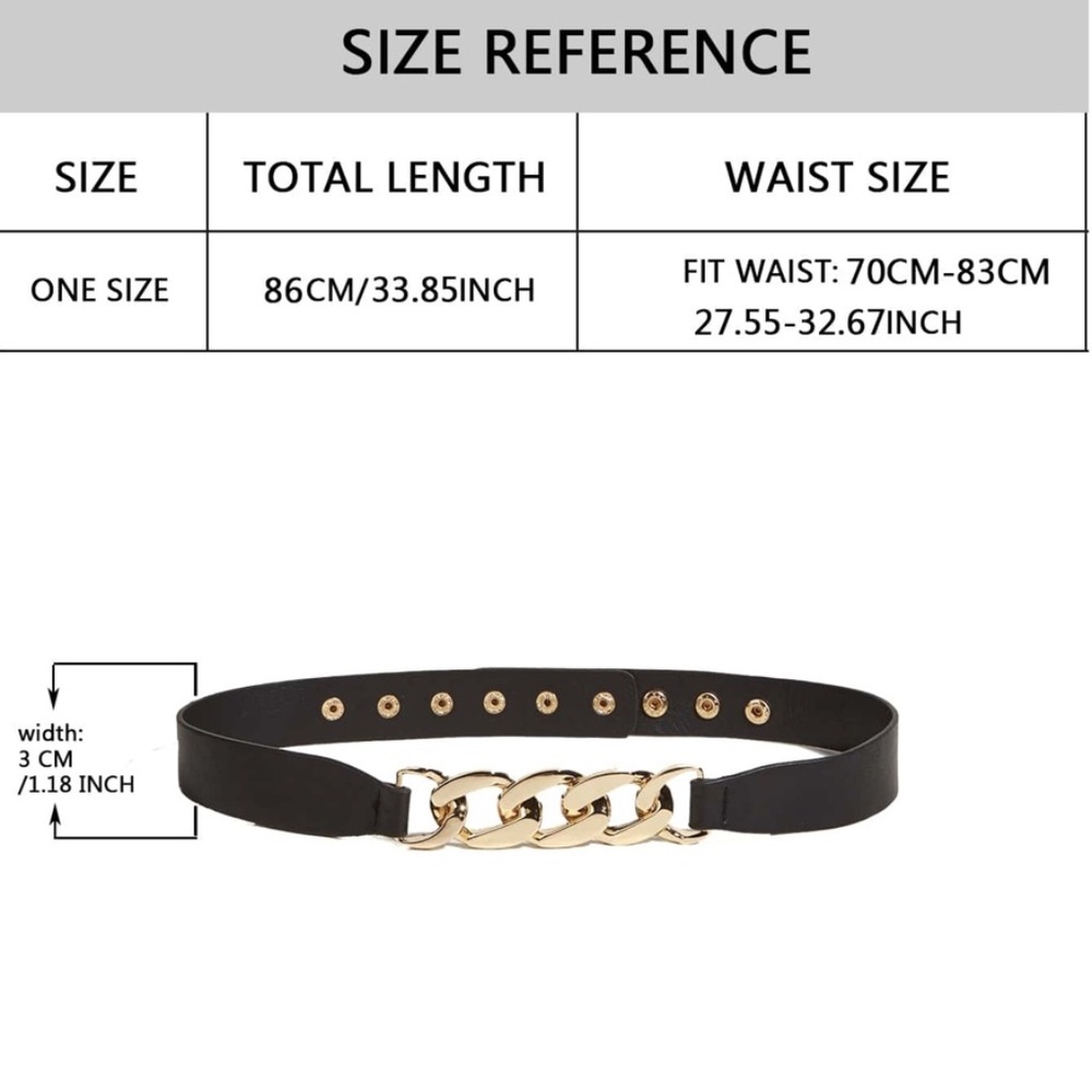 Khaki Chain accent high waist belt dress gold Tone Vegan leather - Picture 6 of 8